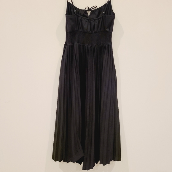 J.Crew Black Smocked Waist Pleated Skirt Midi Dress - Picture 5 of 9